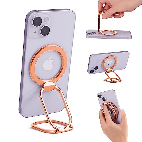 Image of Magnetic Phone Ring Holder, Removable Grip & Kickstand for MagSafe Rosegold