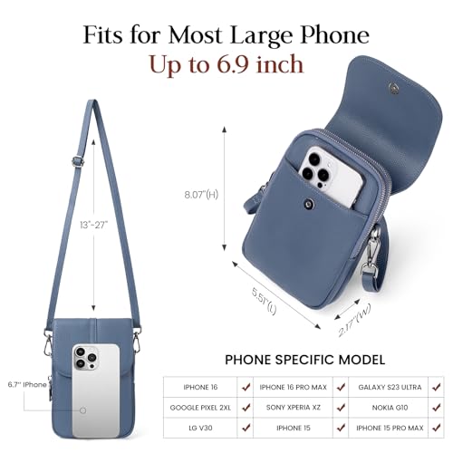 Image of befen Genuine Leather Small Crossbody Bags for Women Cell Phone Purse | Real Leather, RFID Blocking Card Slots, Multi Pockets, Cell Phone Bag, Travel Purse, Anti Theft