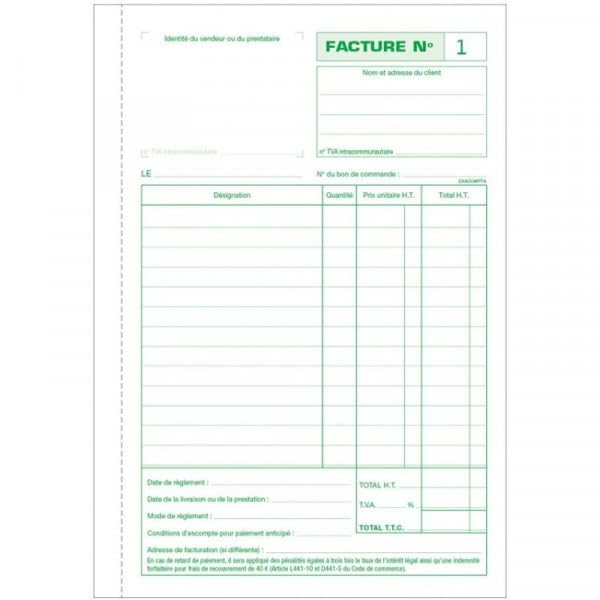 EXACOMPTA Lot de 3 Manifolds Factures 210 x 148 mm dupli autocopiant 50 feuillets