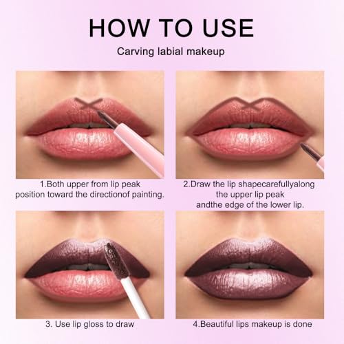 Image of evpct Dark Brown Metallic Glitter Lip Liner and Lipstick Combo Lip Gloss Stain Set Makeup for Women Long Lasting Waterproof 24, Chocolate Metallic Shimmer Frosted Iridescent Shiny Liquid Lipstick 11