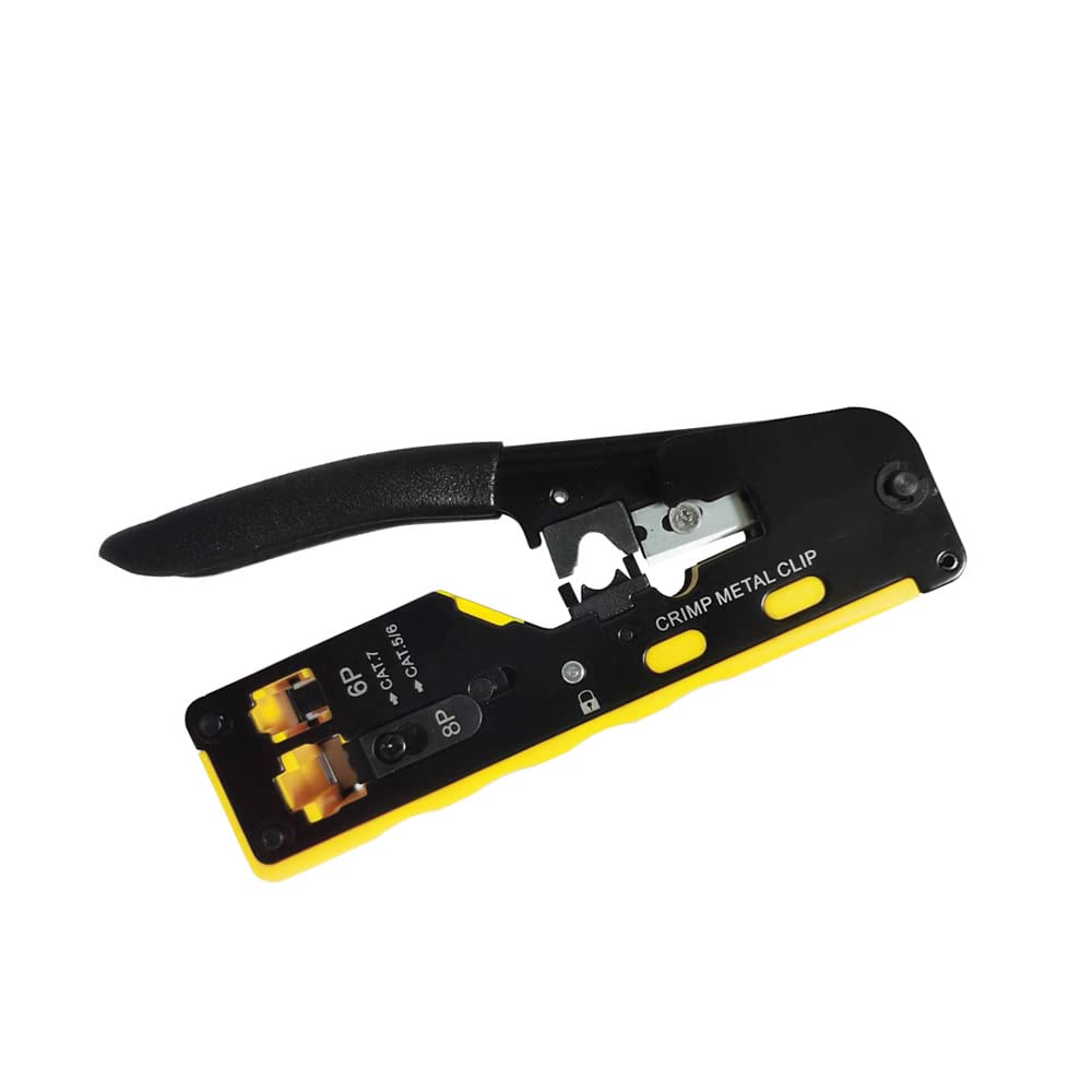 RJ45 Pass Through Crimp Tool, RJ45 Cat5 Cat6 Cat7 Crimping Tool, RJ11 Crimping Tool, Ethernet Network Cable Crimper Stripper, Modular Crimping