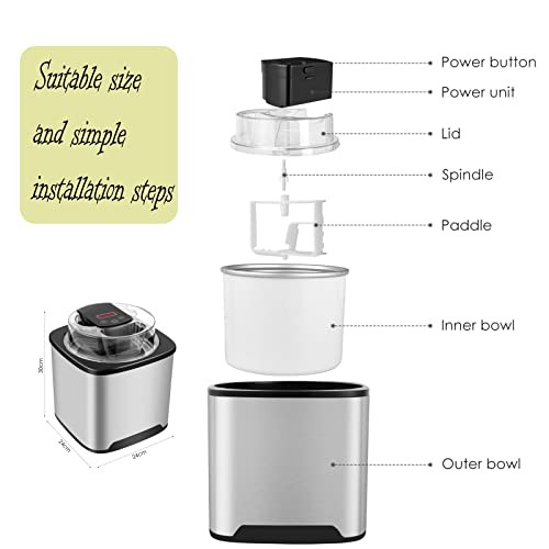 Eismaschine 2L, Speiseeisbereiter, Eiscremebereiter, Speiseeismaschine, inkl. Rezeptheft, mit Timer (5 bis 45 Min.)Ohne… – Bild 3