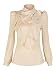 Choies Women's Ruffle Plain Long Sleeve High Neck Loose Beige Shirt Blouse