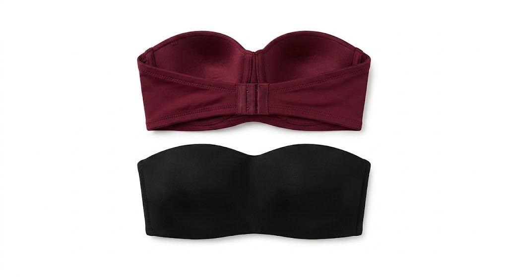 Store Shine Women's Chest Tube Top | Adjustable Seamless Bra for Girls (Pack of 2) | Black-Maroon | Removal Pad | Comfortable | Stylish | New Model Styles 524-BM-image-5