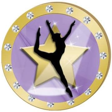Crown Awards Purple Gold Star Dancer Gold Rhinestone Pin, Gold Dance Pins Prime