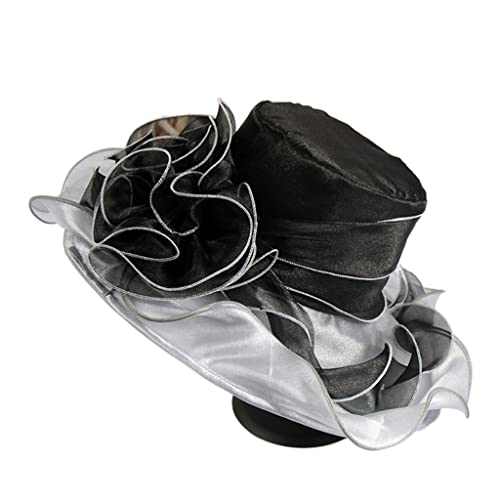 Chapeau haut de gamme en maille d'été pour femme avec fleur plissée style orgue