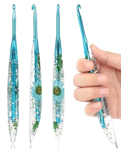Image of Coopay Crochet Hooks, 5mm Ergonomic Crochet Hook with Floral Plastic Grips, Stylish and Unique, Ideal for Crocheting Blankets, Dolls, Shawls, Hats, Scarves (H-5.0mm)
