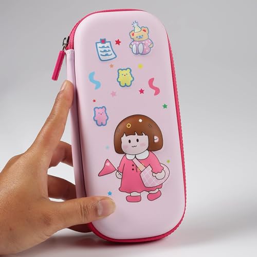 Image of LONGMIRE Plastic Pencil Box with Code Lock Pen Case Large Capacity Multi-Layer Multi-Function Storage Bag Secret Compartment Pencil Box for Kids- Multi-Color (Doll Pouch)