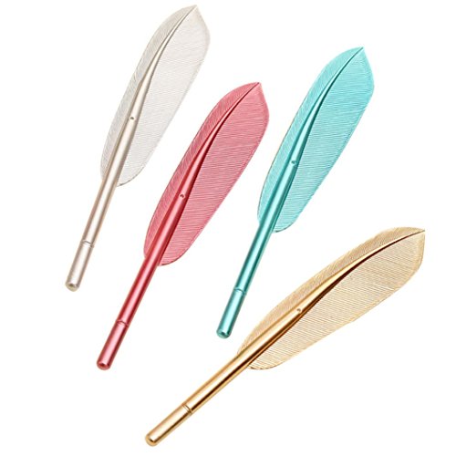 SUPPION 6PCS New Cute Feather Ballpoint Ink Pens Creative Stationery Student(Random Color)