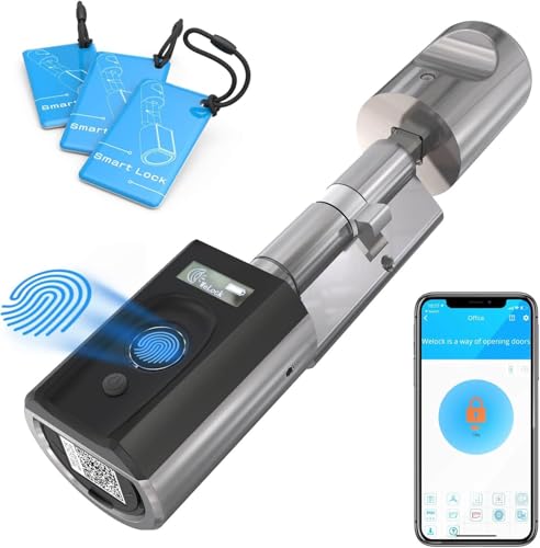 WELOCK Touch41 Serratura Smart,serratura impronta digitale,APP Bluetooh,Carta RFID, WiFi,serratura porta blindata,serratura elettronica facile da installare Argento