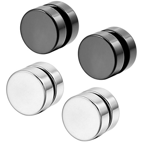Magnetico Pendientes - SODIAL(R) Acero Inoxidable Pendientes Enchufe Expander No Atravesar Cuerpo...