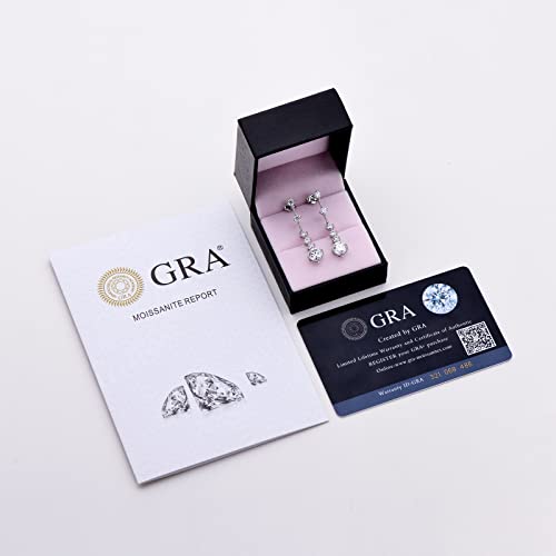 Moissanite Dangle Earrings For Women, 925 Sterling Silver Drop Wedding Earrings For Brides Bridesmaid With 1 Ct D Color Moissanite Simulated Diamond, Long Chain Bridal Stud Earrings #TOP5