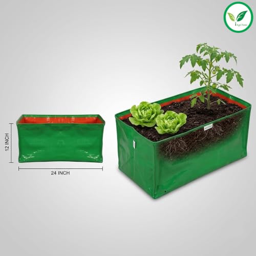 Image of IAgriFarm HDPE UV Treated Grow Bag, 250 GSM, 24 inchX12 inchX12 inch, Pack of 5,Suitable for Terrace and Vegetable Gardening