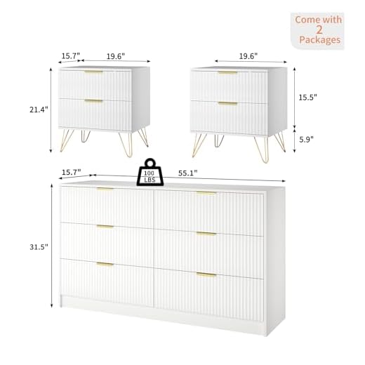 Modern 3-Piece Dresser and Nightstand Set