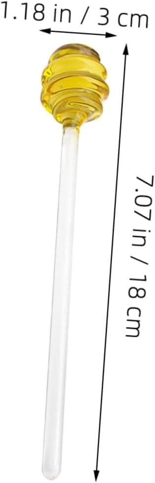 Glass Honey Dipper Spoon Set 2pcs Long Handle Grooved Stirrer