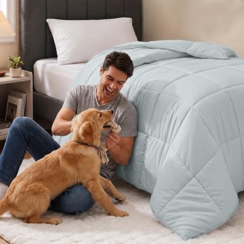 Image of Utopia Bedding Twin Comforter, Duvet Insert, Light Grey, 64 x 88 Inches