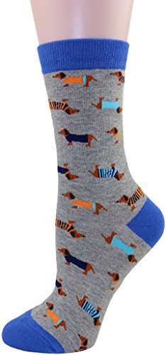 Carahere® Women's Cotton Animal Print Patterned Soft Fun Crew Socks 2 Pairs Dog Patterned #TOP2