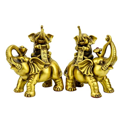 LAOJUNLU Cobre Puro Fucai Elefante Adornos Madre Y Niño Objetos Sala Muebles Artesanías Estilo...