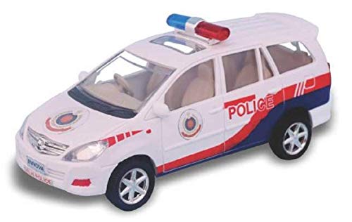 Image of Plastic Toy Police Toy car for Kids. Public Order Response Car Police, Pull Back Action Toys, with Soft Edges. Pack of 1, Weight Around 100 Grams & Length 15 CM. (White)