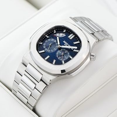 REEF TIGER Automatic Watch, Blue Dial, Stainless Steel Band, Silver Case