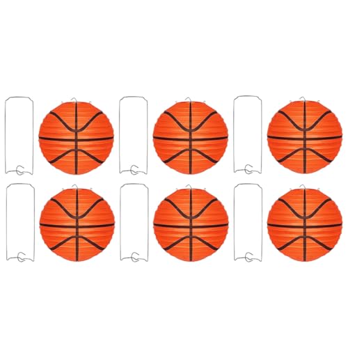 ROMISBABA 6 Piezas Unidades Linternas de Papel con Diseño de Baloncesto Decoración Colgante Deportiva para Fiestas Temáticas Farolillos Creativos para Eventos y Celebraciones
