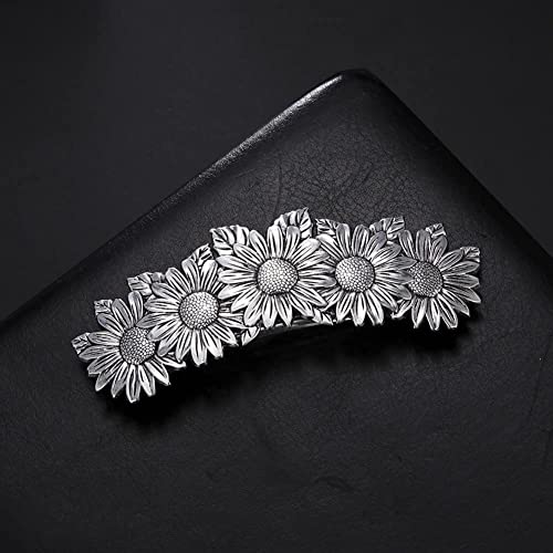 Pinza para el cabello Dreamtimes Oak Leaf - Gran Barrette de metal hecho a mano - Diseño de nudo celta vikingo vintage - Pinza francesa para el cabello - Accesorios vikingos para mujer y niña miniatura 6