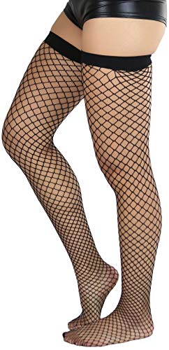 Image of ToBeInStyle Women's Vibrant Large Net Fishnet Thigh High Elastic Nylon Novelty Stockings