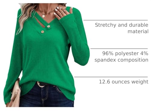 Image of LOLONG Womens Long Sleeve V Neck T Shirts Casual Basic Work Tops Trendy