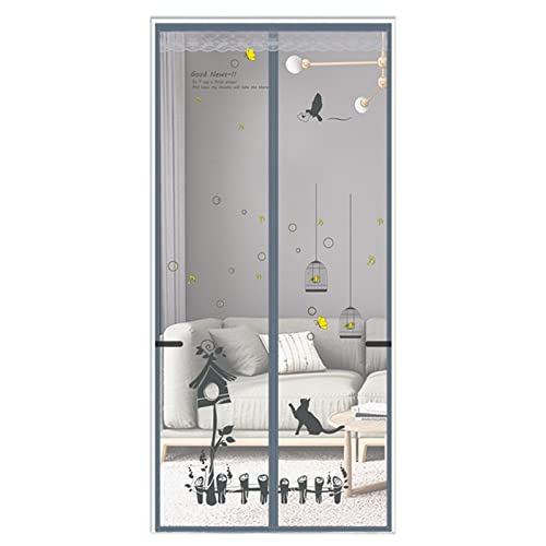 Floral Magnetic Insect Door Screen High Density Fly Bug Mosquito Mesh Curtain Top-to-Bottom Let Fresh Air in Automatically Shut Door Curtain