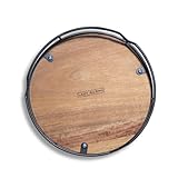 9" Acacia Wood Lazy Susan Revolution Turntable w/Black Wire β Rotating Kitchen Organizer for Table, Pantry, or Cabinet, Rustic Wood Finish, 360Β° Spin