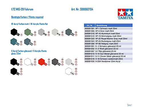 TAMIYA 300060704 1:72 MIG-29 Fulcrum, Flugzeug, Standmodell, originalgetreue Nachbildung, Plastik Bausatz, Basteln… – Bild 4