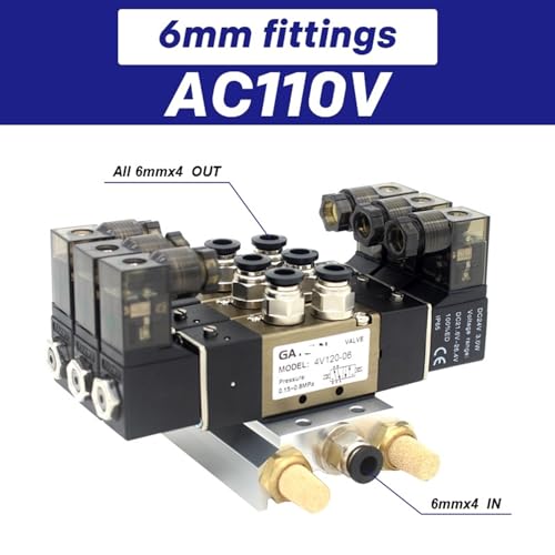 Électrovanne 4V120-06 AC110V pour centraliser 9 lignes pneumatiques sans fuite - 3