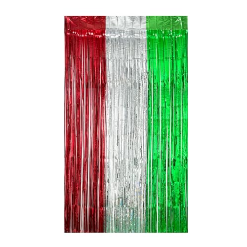 Cortina de oropel verde con flecos de papel de aluminio para fiestas, cortinas metálicas brillantes para cumpleaños, Navidad, San Patricio, selva, hawaiana, decoración de fiesta Luau
