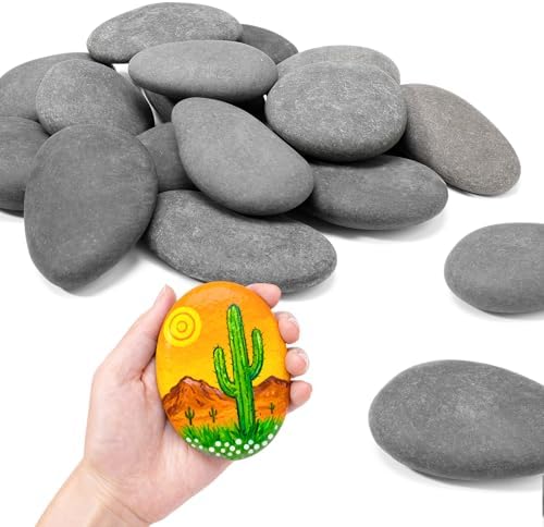 Simetufy 45Pcs Large Rocks for Painting 3-4inch Natural River Sto...