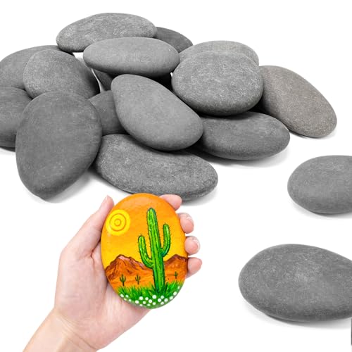Simetufy 45Pcs Large Rocks for Painting 3-4inch Natural River Stones for DIY Art & Crafts Smooth Flat Rock Bulk for Adults Children Kindness Rocks Garden Decoration
