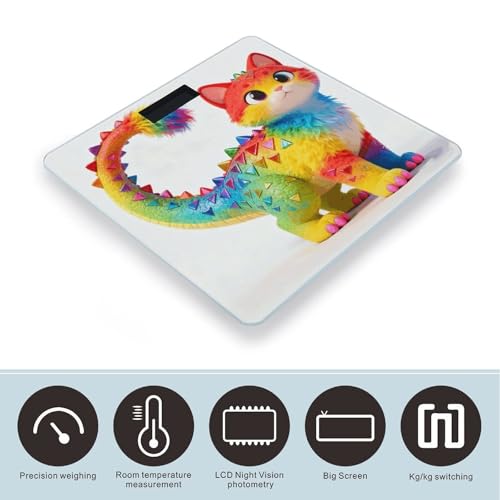 Báscula Digital para Baño Dinosaurio y Gato Colorido miniatura 3