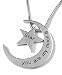 Inspirational Stainless Steel "You Are My Moon & Star" Silver Tone Pendant Necklace