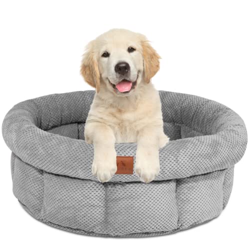 FUUFEE Hundebett Nido Haustier Hundekorb mit Abnehmbarer Bezug | aus kuscheligem Stoff | für kleine und mittlere Haustiere | waschmaschinengeeignet bei 40°C | 80cm , GRAU Cover