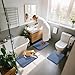 Yimobra Memory Foam Bath Mat Set 3 Pieces- Super Soft Absorbent Quick Dry Bathroom Rug Sets, Machine Washable Non Slip Floor Carpet for Tub Shower, Vanity & Toilet Base, Denim Blue