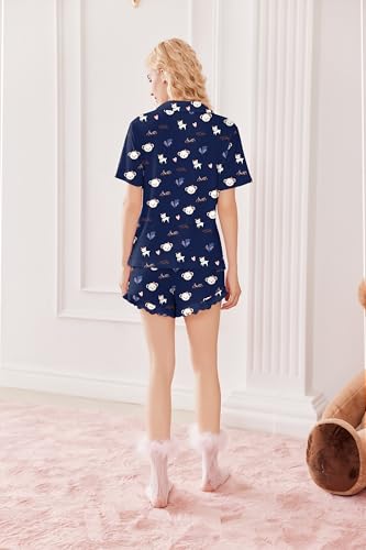 Image of Ekouaer Pajamas Set for Women Short Sleeve Sleepwear Button Down Pjs Lounge Sets Soft Nightwear