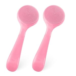 2Pack Silicone Face Brush Manual Face Scrub Exfoliating Brushes Soft Facial Brushes Waterproof Skin Friendly Face Cleaner Brush for Women Men Blackheads Makeup Residues Removal(Pink)