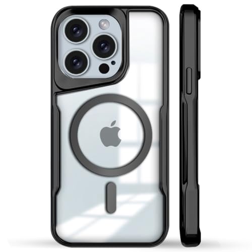 Image of KARWAN iPhone 15 Pro Back Case Cover Hybrid Acrylic Transparent Electroplated Shockproof Phone Case for iPhone 15 Pro (TPU | Titanium Black