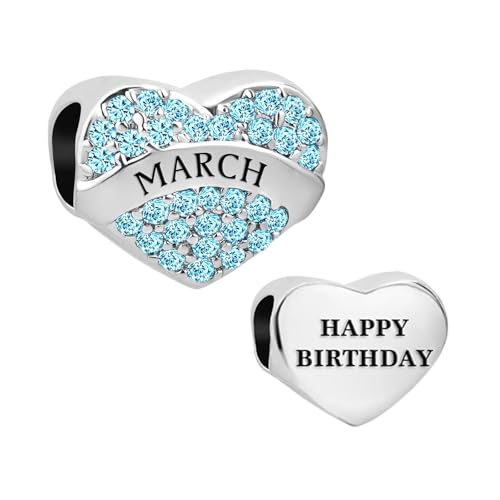 FGT Abalorio de corazón con circonitas cúbicas brillantes, compatible con pulseras Pandora de enero a diciembre, talla única, Cobre Zirconia cúbica, No es una piedra preciosa