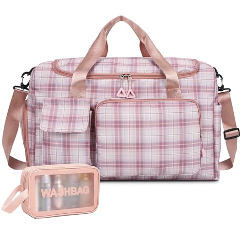 Image of Small Gym Bag for Women, Travel Duffle Bag Carry On Weekender Bag with Shoe Compartment