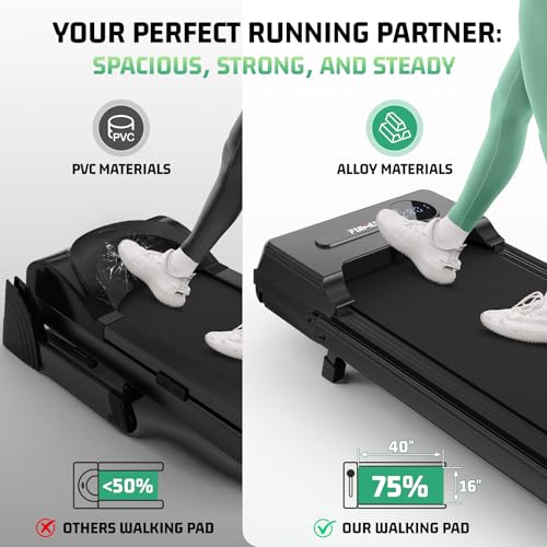 Image of FUNMILY Walking Pad Treadmill with Incline, Foldable Treadmills for Home Office, Portable Walking Pad 300lbs Capacity, Remote Control, Led Touch Screen, 2s Folding Treadmill