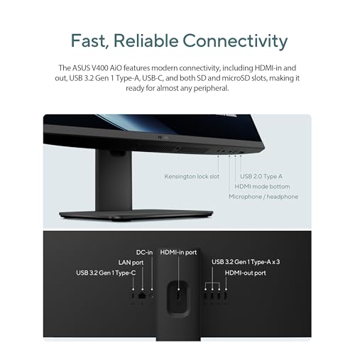 Image of ASUS V470 All-in-One, 27 inch FHD Anti-Glare Touch Display, 16GB DDR5 RAM, 1TB SSD, Intel Core i5-13420H Processor, Windows 11 Home, Wired Keyboard and Mouse Included, V470VA-MS504T, Black