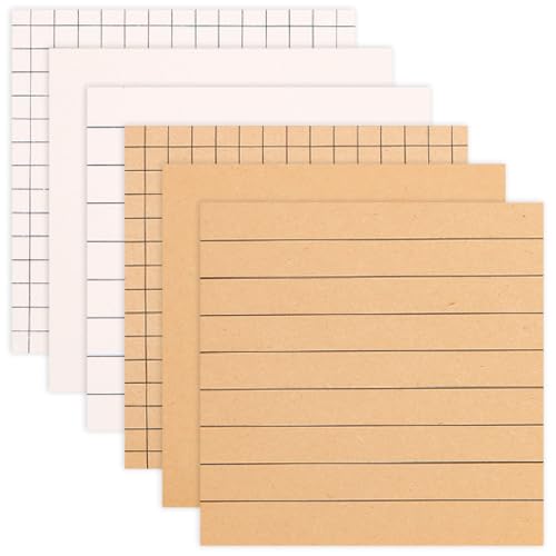 付箋 6個 セルフスティック 420枚 付箋 かわいい 貼りやすい 小型 再利用可能 ニュートラル 学校やオフィス用品