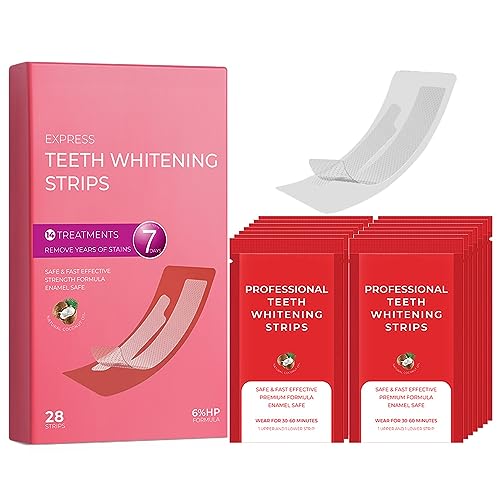 YPYMOD 28 Tiras Blanqueadoras Dientes, 14 Sesiones Blanqueamiento, Teeth Whitening Strips para Sabor Menta Kit Blanqueamiento Dental Seguro Para Esmalte