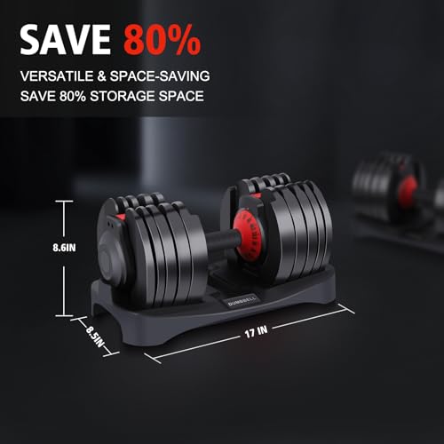 2 Pack Adjustable Dumbbells,4.5 to 53 LBS,15 in 1 Free Weight Dumbbell Set,Fast Adjust Weight with Anti-Slip Handle and Tray for Home Gym, Strength Training, and Weightlifting