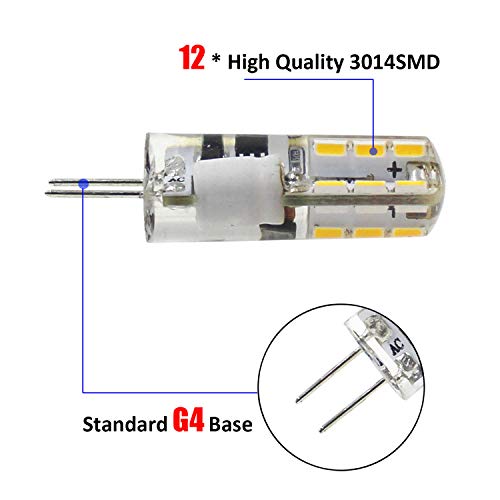 G4 Led Bulbs - Attaljus No Flicker G4 Bi Pin Led Light Bulb, 1.5W, Ac/Dc 12V, 10W T3 Halogen Bulb Equivalent, 130Lm Warm White 3000K Corn Bulbs For Rv, Ceiling Fans Lighting (10 Paks) #TOP2